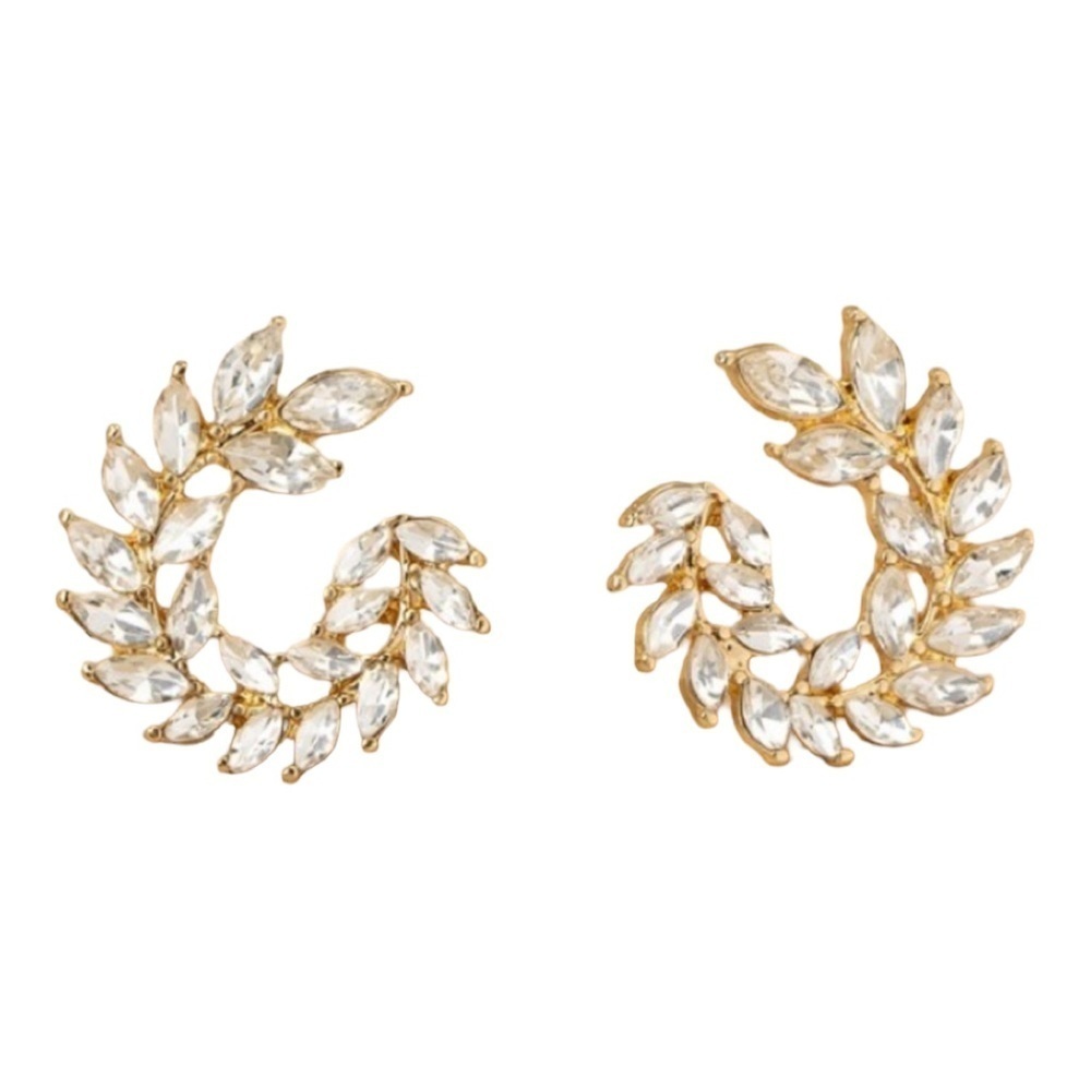 Rhinestone Leaf Earrings (5022)